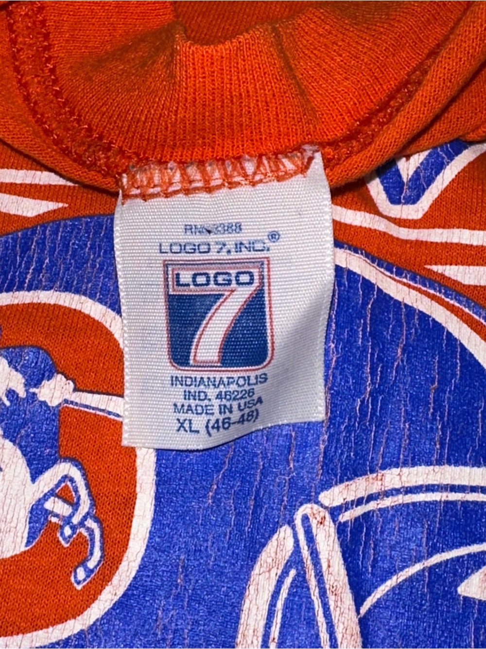 Single Stitch Vtg 80s Logo 7 DENVER Broncos Logo Tee Men’s XL - Picture 4 of 6